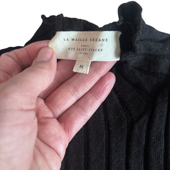Sezane Edwin Ribbed Jumper In Black Size Medium - Picture 2 of 6